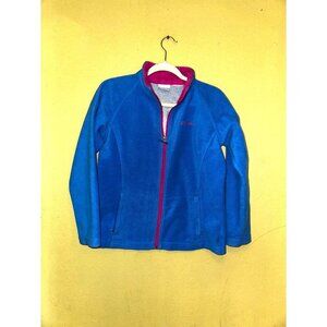 Columbia Jacket Girls Large Blue Pink Fleece Casual Pockets Lightweight Youth Lg